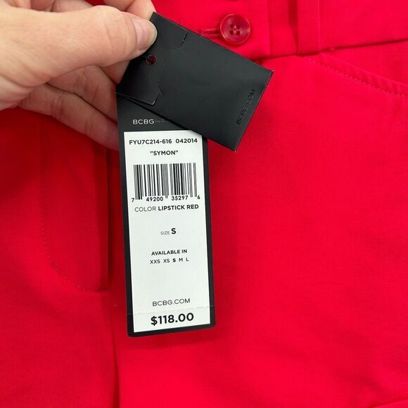 NWT BCBG Maxazria Lipstick Red Symon Cuffed Chino Shorts Size Small - Picture 4 of 6